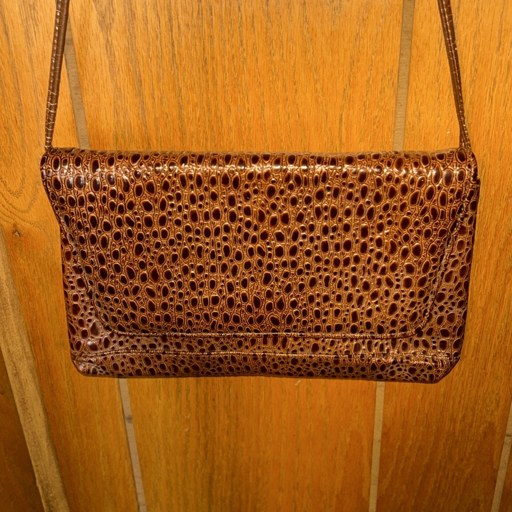 Vintage genuine leather faux reptile purse / handbag